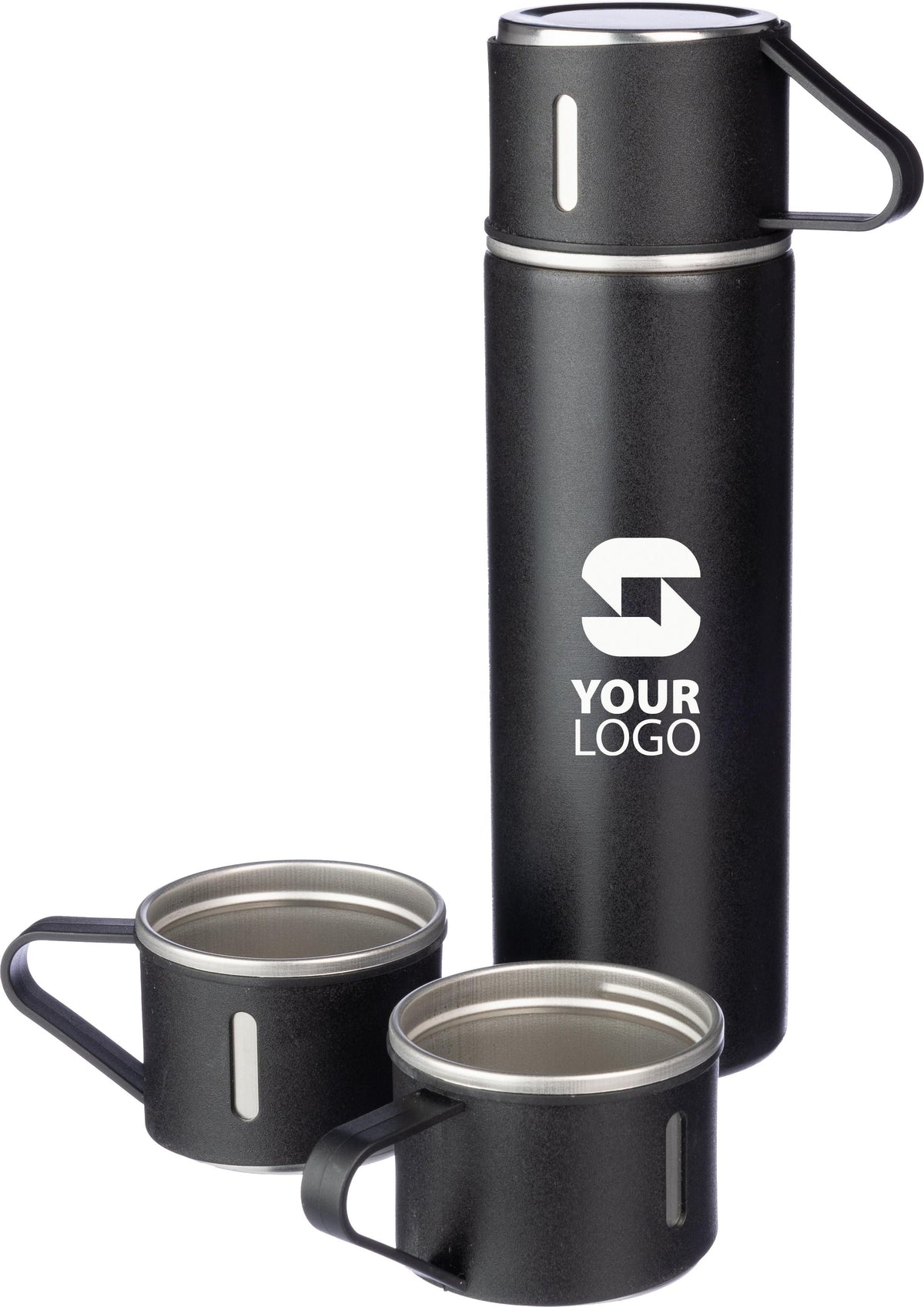 Thermosflaschen Set, Edelstahl, 420 ml + 2 Becher