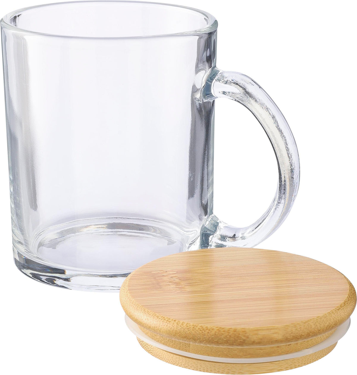 Trinkbecher Ashley, Glas, Bambusdeckel, 300 ml