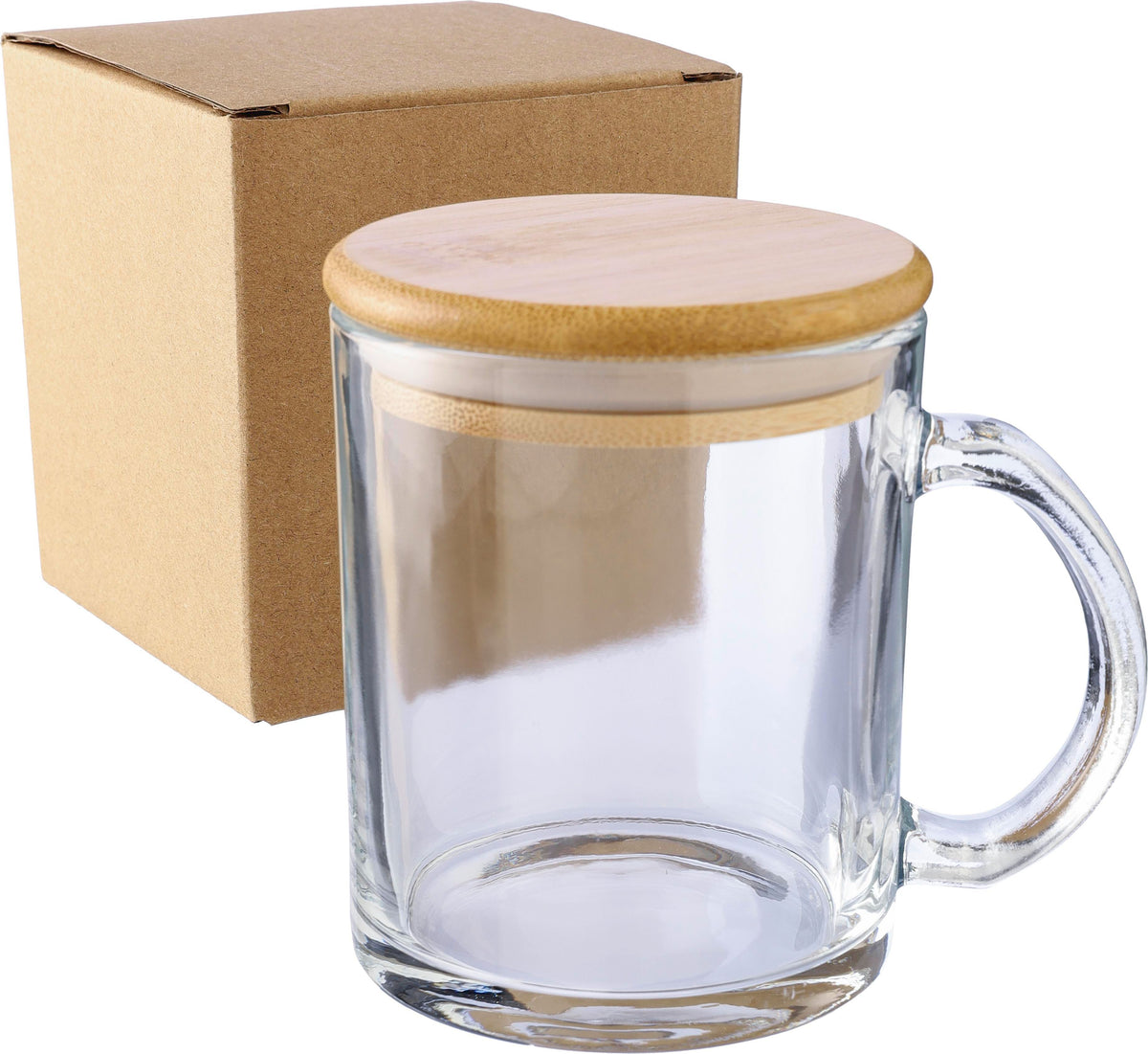 Trinkbecher Ashley, Glas, Bambusdeckel, 300 ml