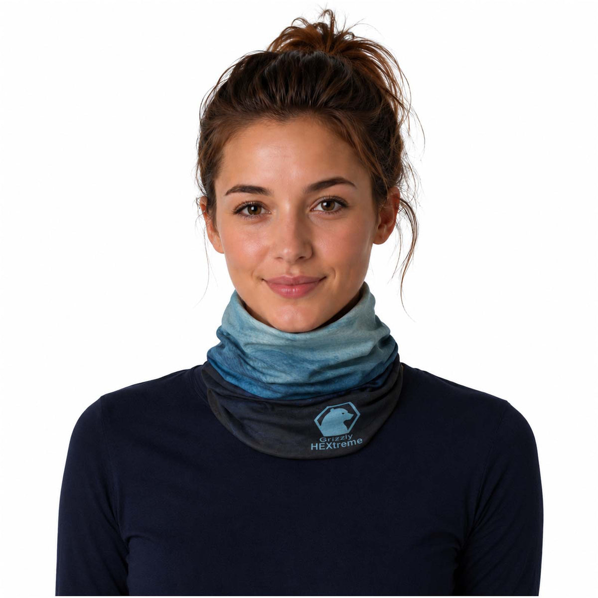 Lara Sublimation Multi Schal mit Fleece Schicht und Säumen – Navy