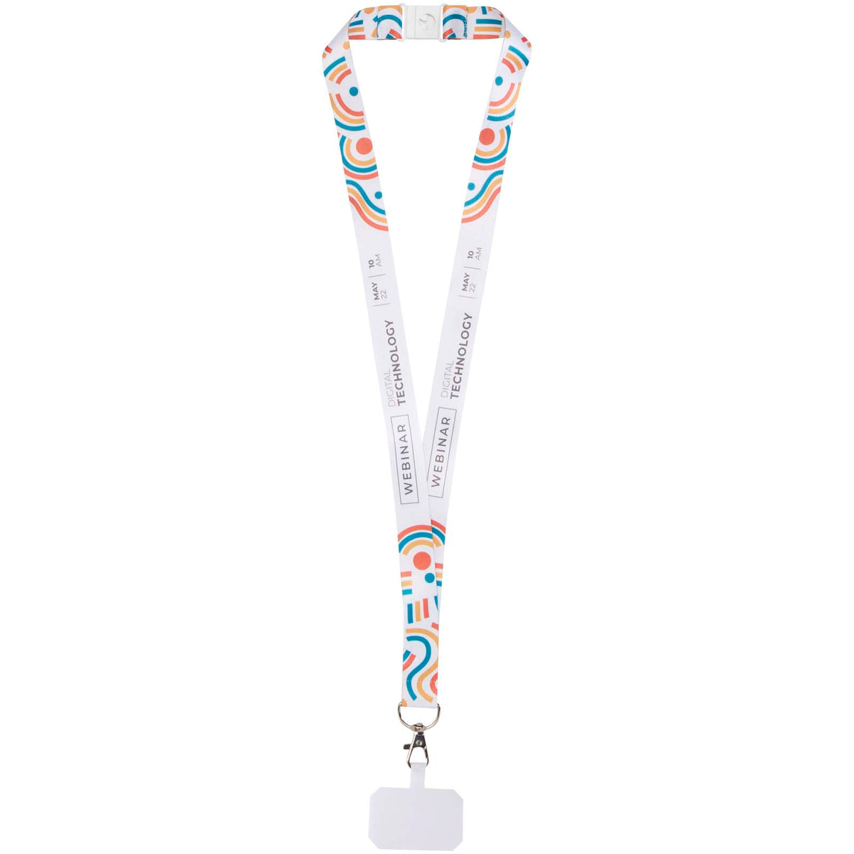 Addie PET Sublimation Lanyard mit Telefonhalterung und Sicherheitsverschluss – Weiss
