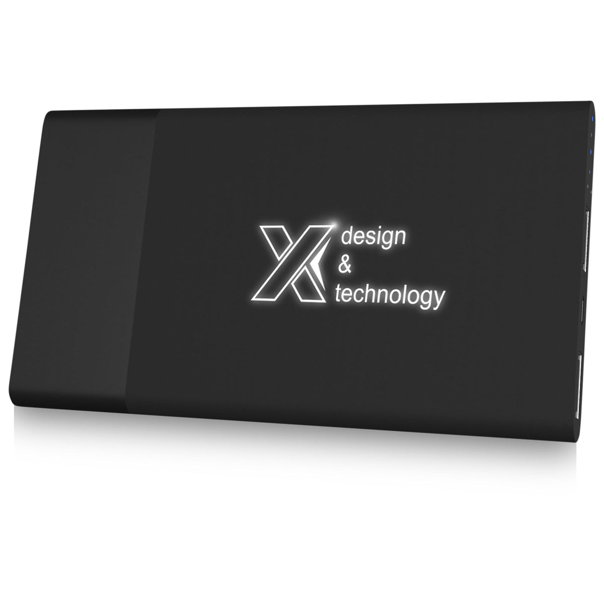 SCX.design P20 5000 mAh Powerbank mit Leuchtlogo – Schwarz / Weiss