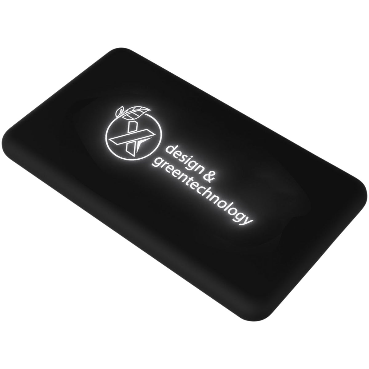 SCX.design P29 5000 mAh Solar Taschenpowerbank mit Leuchtlogo – Schwarz / Weiss