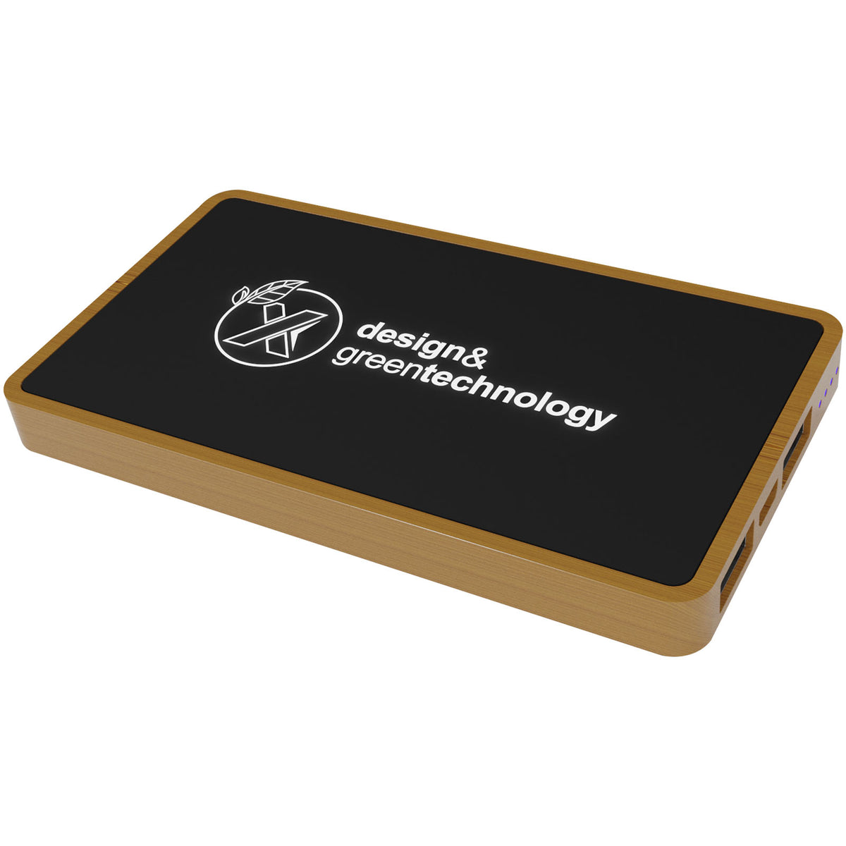 SCX.design P35 5.000 mAh Powerbank aus Holz mit Leuchtlogo – Holz / Schwarz