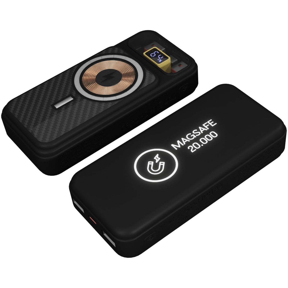 SCX.design P50 magnetische Powerbank 20.000 mAh mit Leuchtlogo – Schwarz