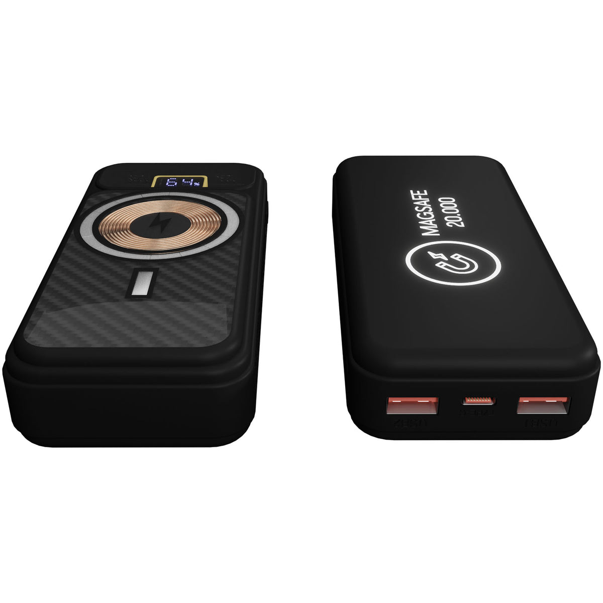 SCX.design P50 magnetische Powerbank 20.000 mAh mit Leuchtlogo – Schwarz