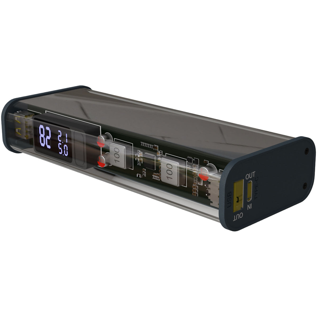 SCX.design P51 Powerbank 20.000 mAh mit Leuchtlogo – Transparent