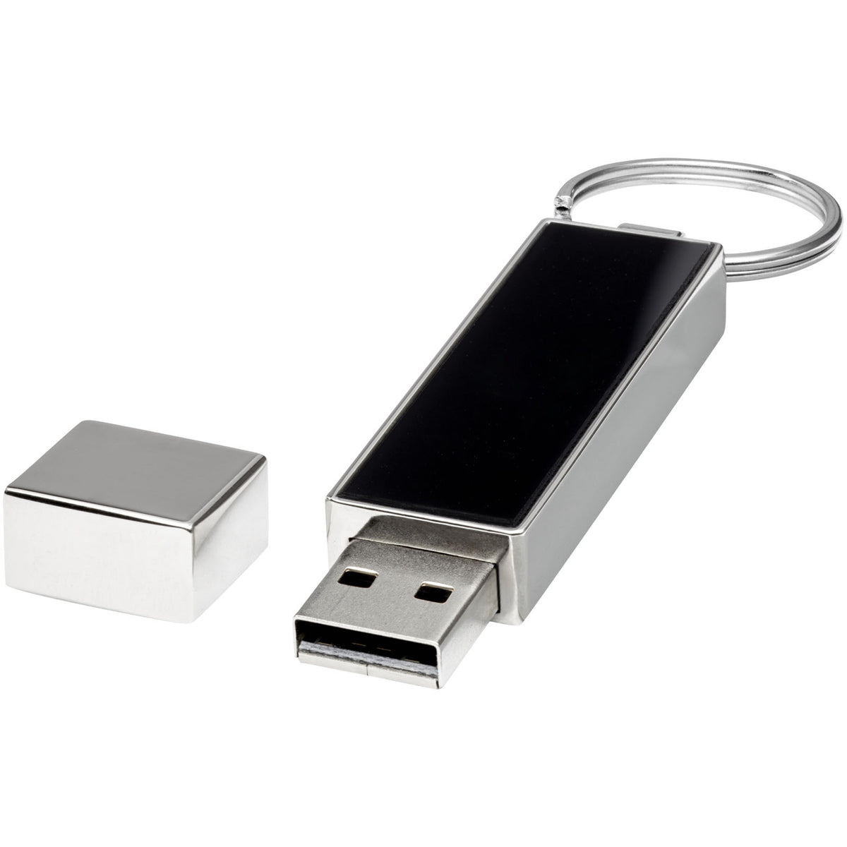 Rechteckiger Light Up USB Stick – Weiss / Schwarz / Silber