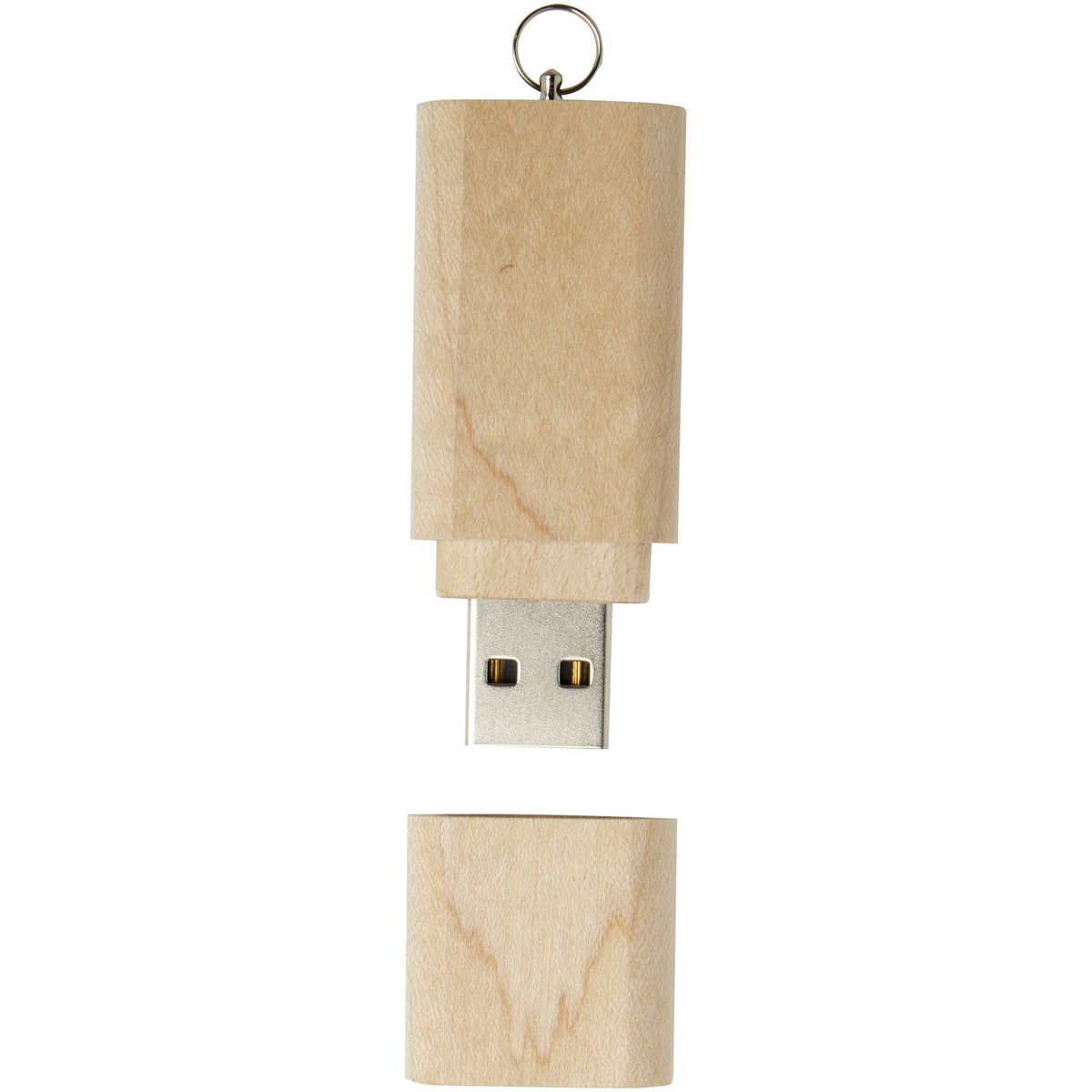 USB Stick 3.0 aus Holz mit Schlüsselring – Hellbraun