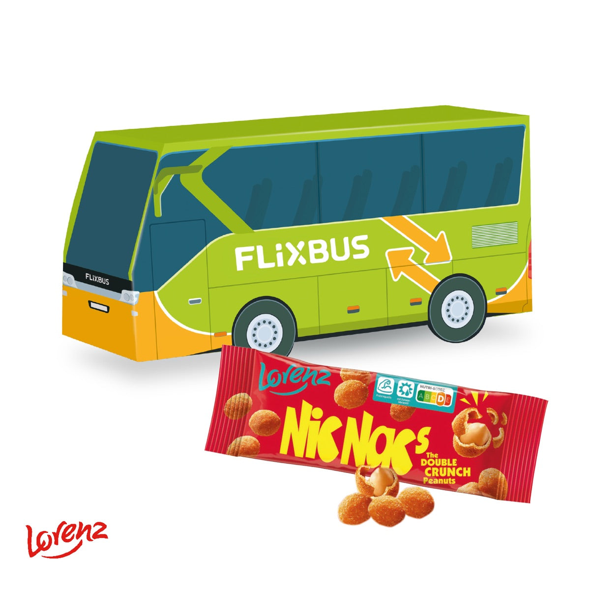 Bus aus Karton mit langer bedruckbarer Seitenfläche für dein Logo