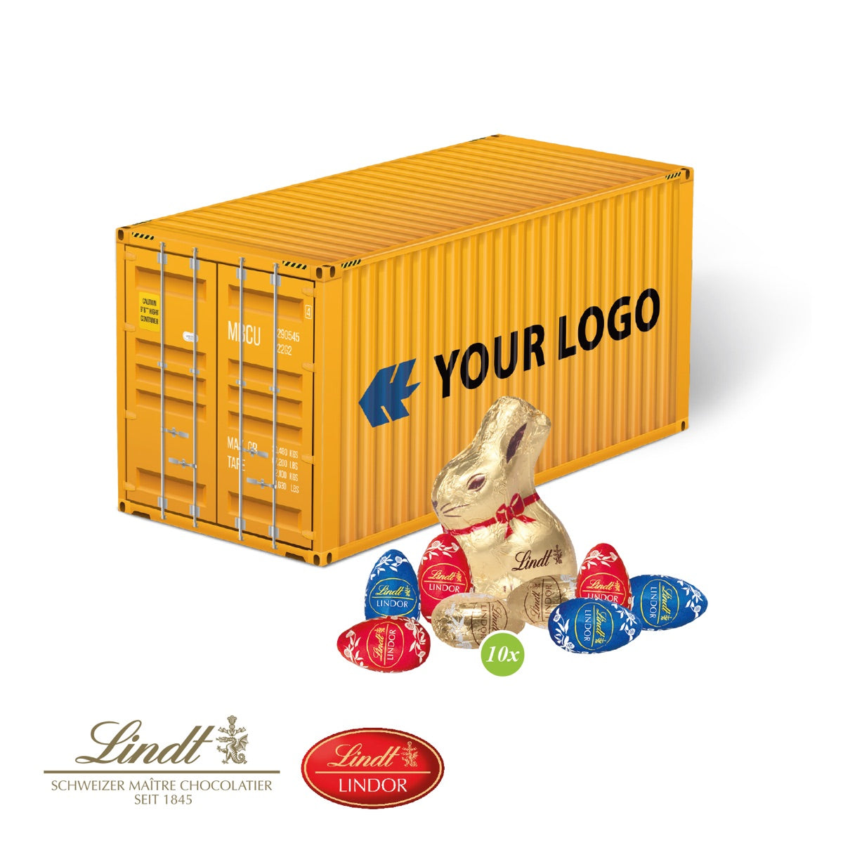 Präsent Container aus Karton mit individuellem Werbemotiv zu Ostern