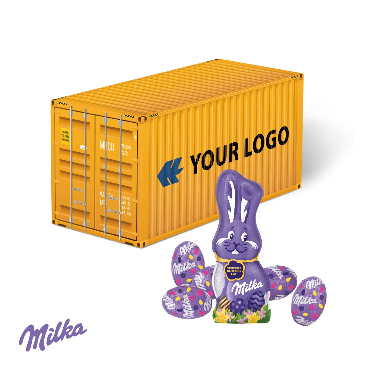 Bedruckter Präsent Container aus Karton als Osterpräsent