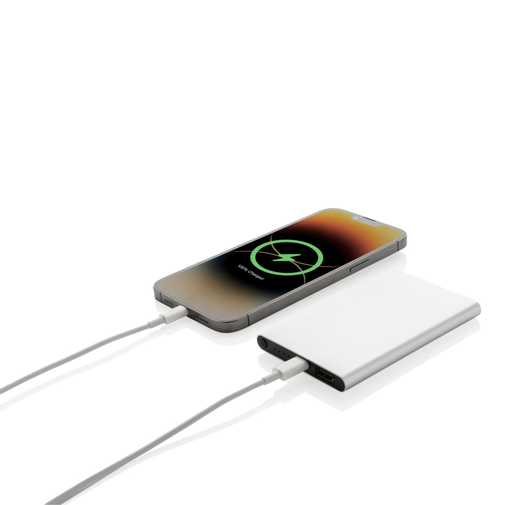 4.000mAh Type-C Powerbank aus RCS recyeltem ABS & Aluminium – silber