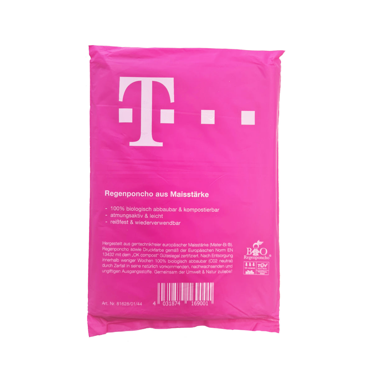 Regenponcho aus Maisstärke in verschiedenen Farben und komplett einfärbbar mit eurem Firmenlogo oder Wunsch-Design.