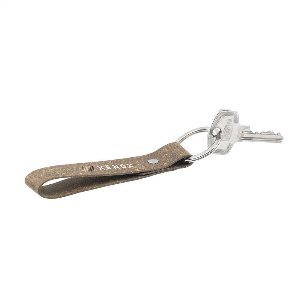 Recycelter Leder Schlüsselanhänger in braun mit Schlüsseln