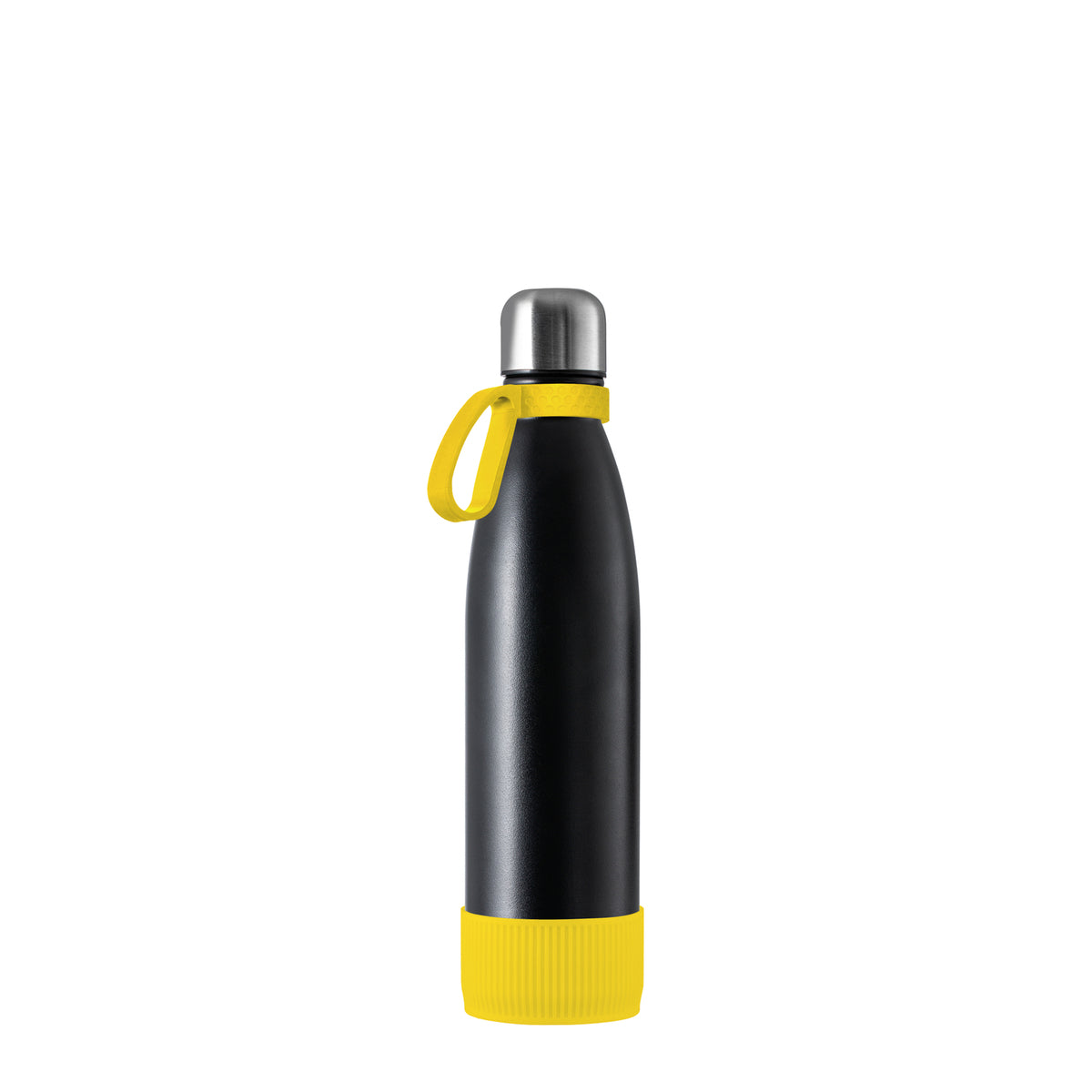 Flasche: schwarz, Ring: gelb, Hülle: gelb