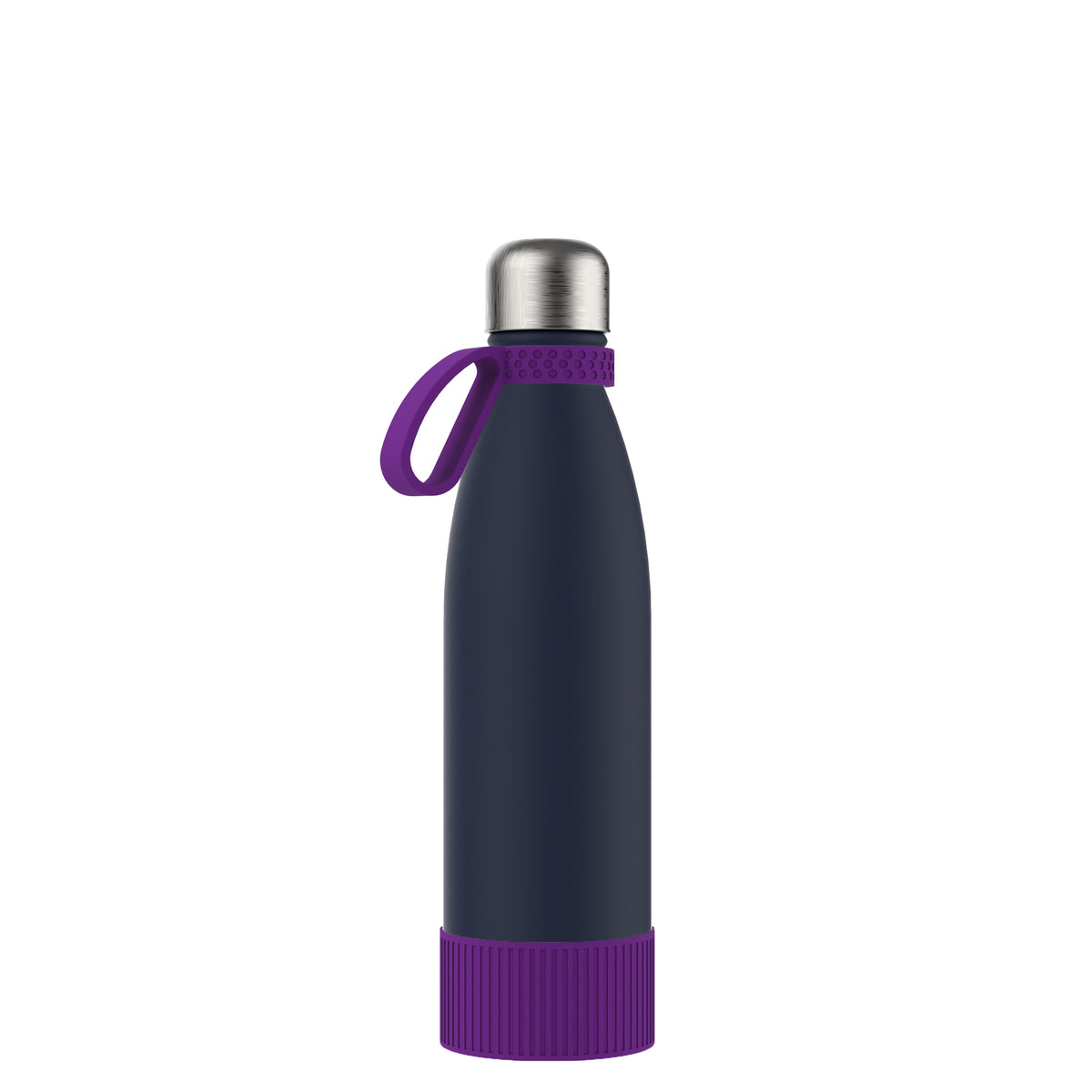 Flasche: blau, Ring: lila, Hülle: lila