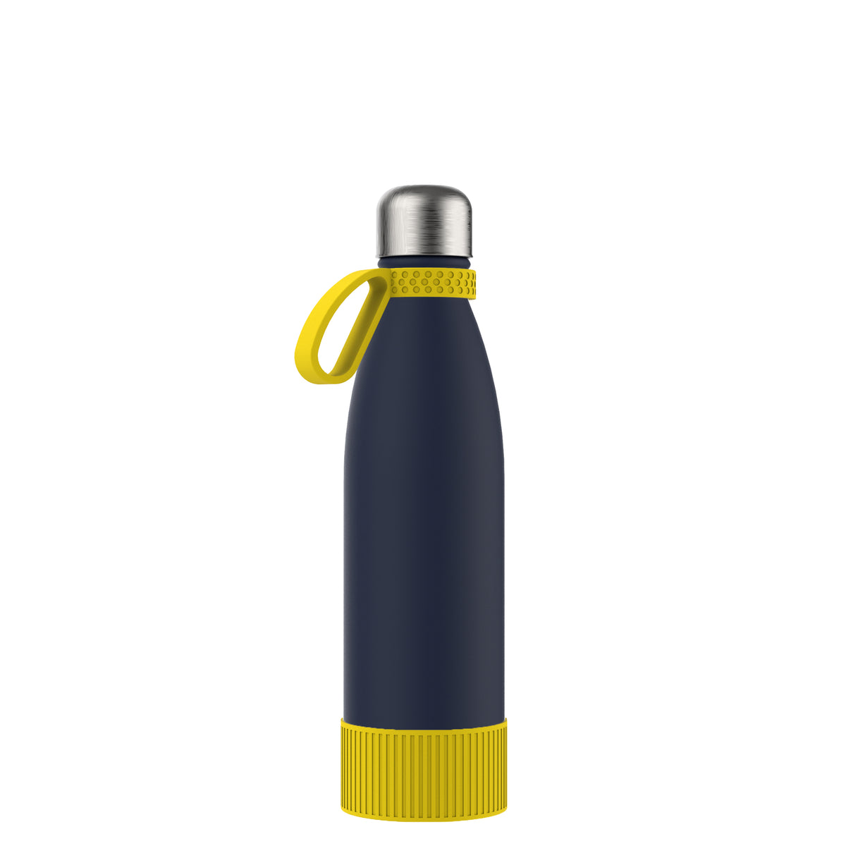 Flasche: blau, Ring: gelb, Hülle: gelb