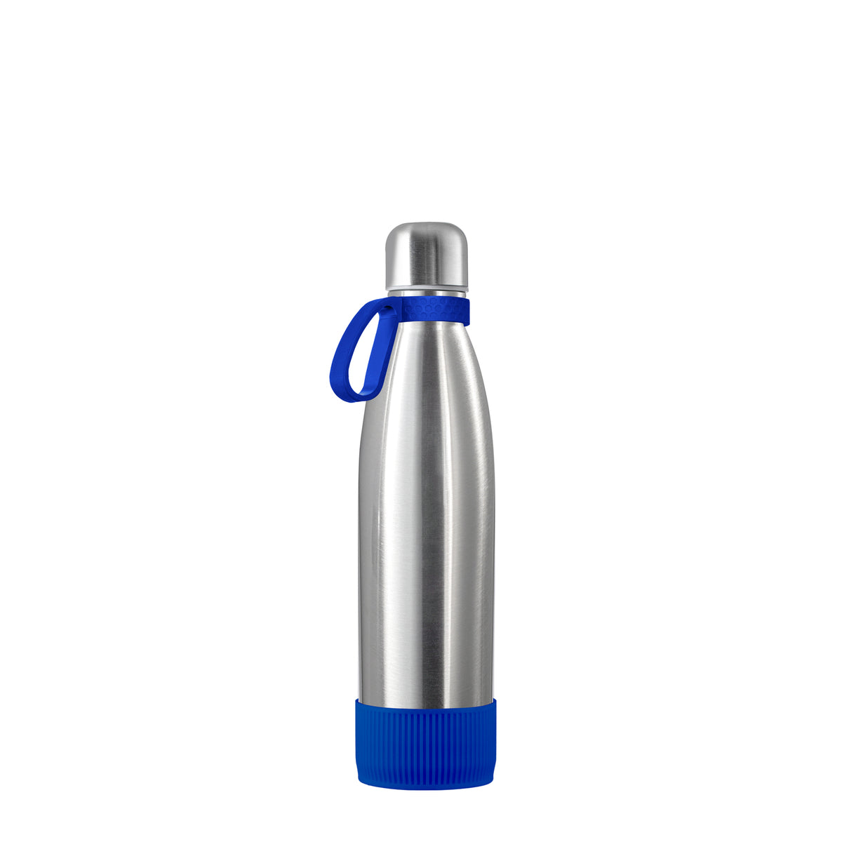 Flasche: silber, Ring: blau, Hülle: blau