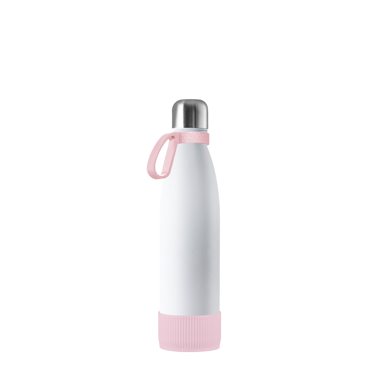 Flasche: weiß, Ring: hellmagenta, Hülle: hellmagenta