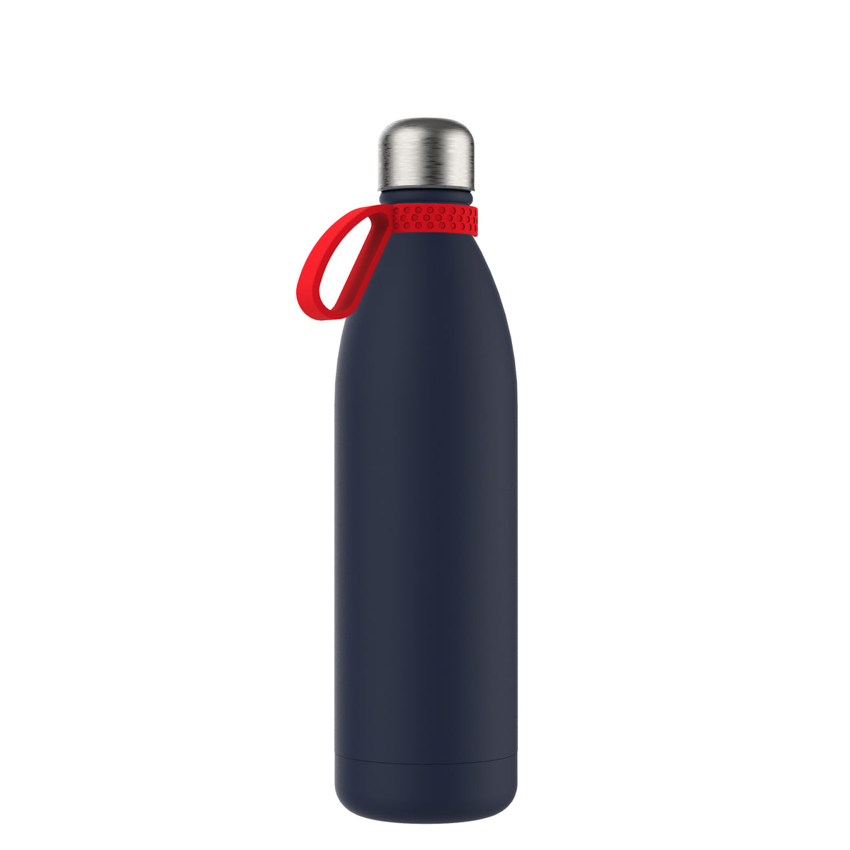Flasche: blau, Ring: rot