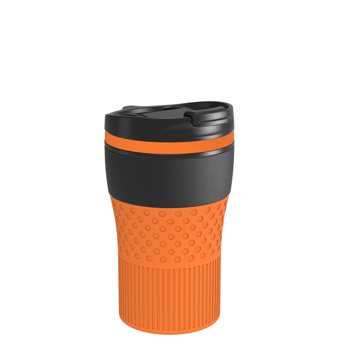Becher: schwarz, Ring: orange, Hülle: orange