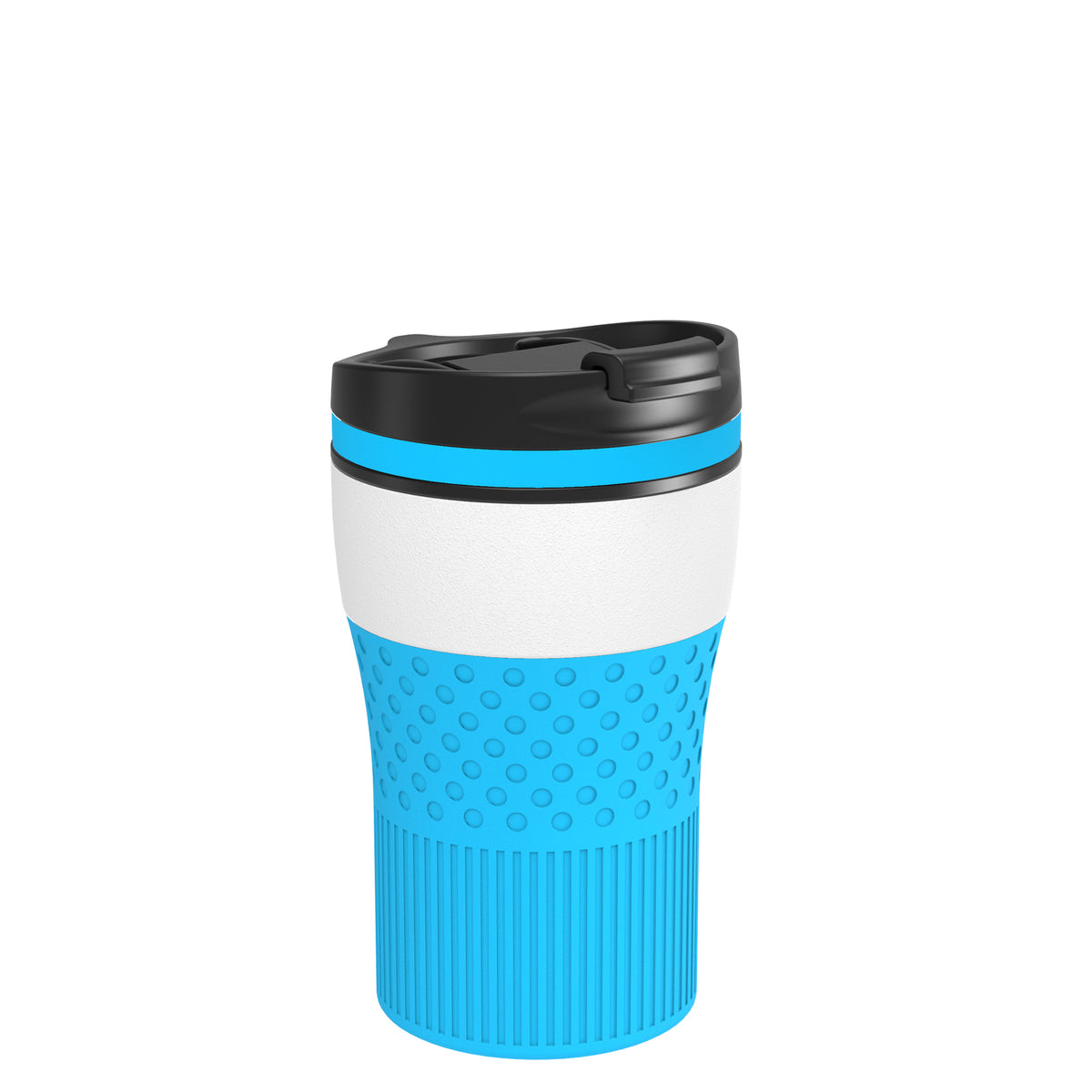 Becher: weiß, Ring: cyan, Hülle: cyan