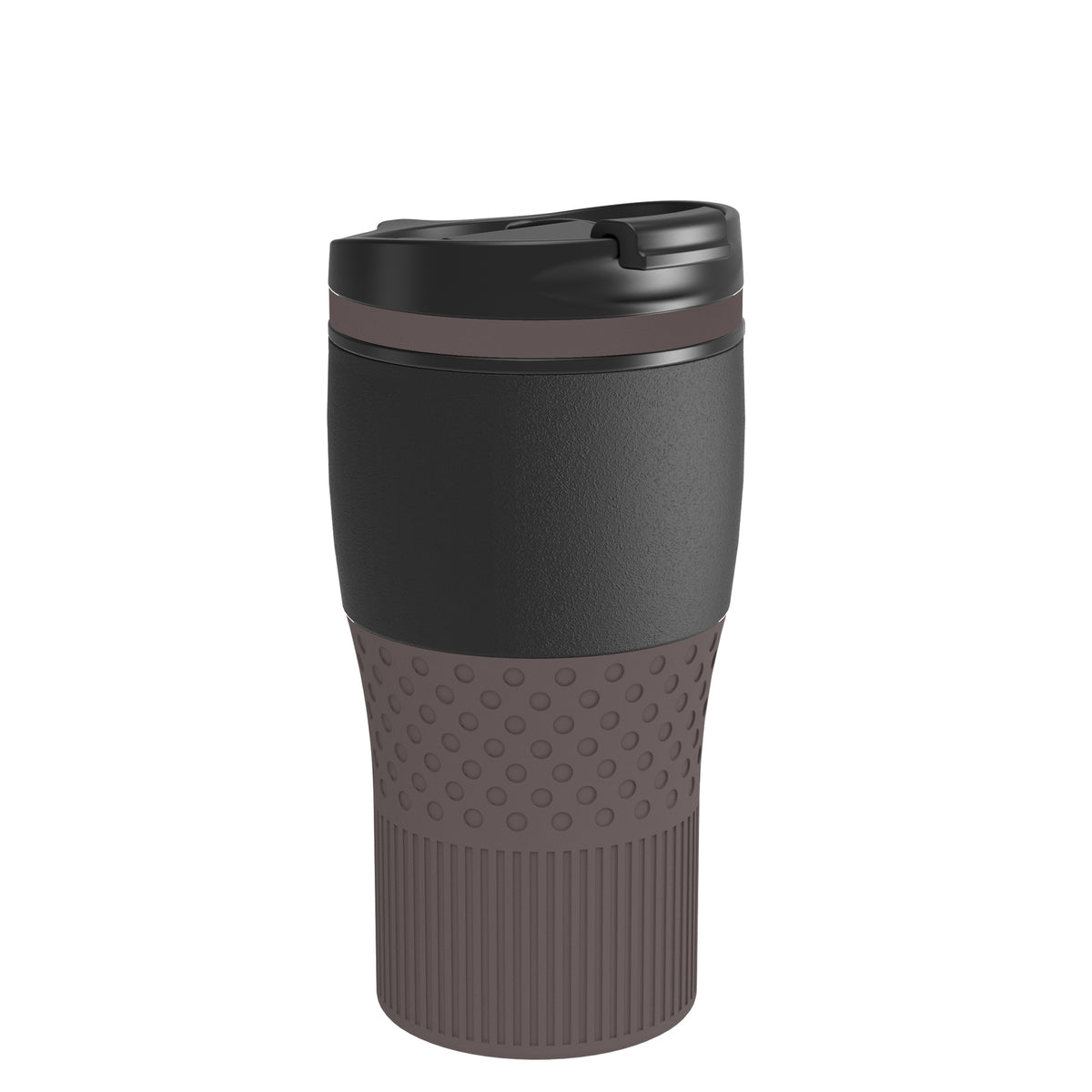 Becher: schwarz, Ring: braun, Hülle: braun