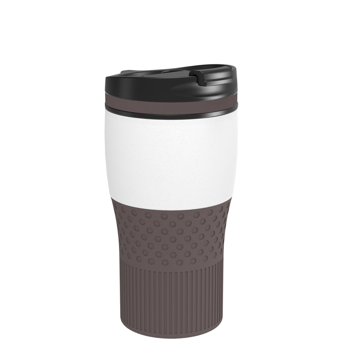 Becher: weiß, Ring: braun, Hülle: braun