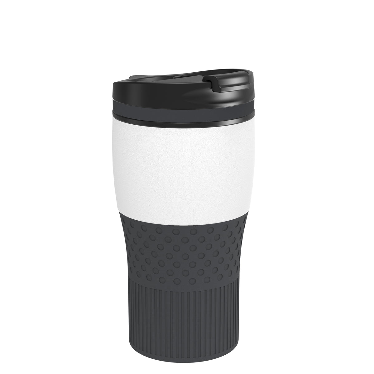 Becher: weiß, Ring: dunkelgrau, Hülle: dunkelgrau