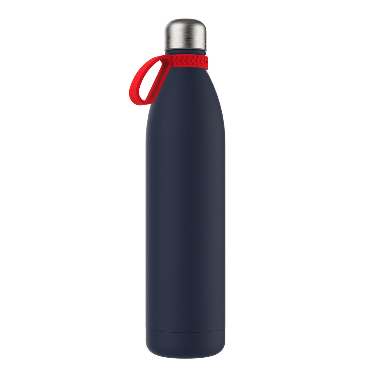 Flasche: blau, Ring: rot