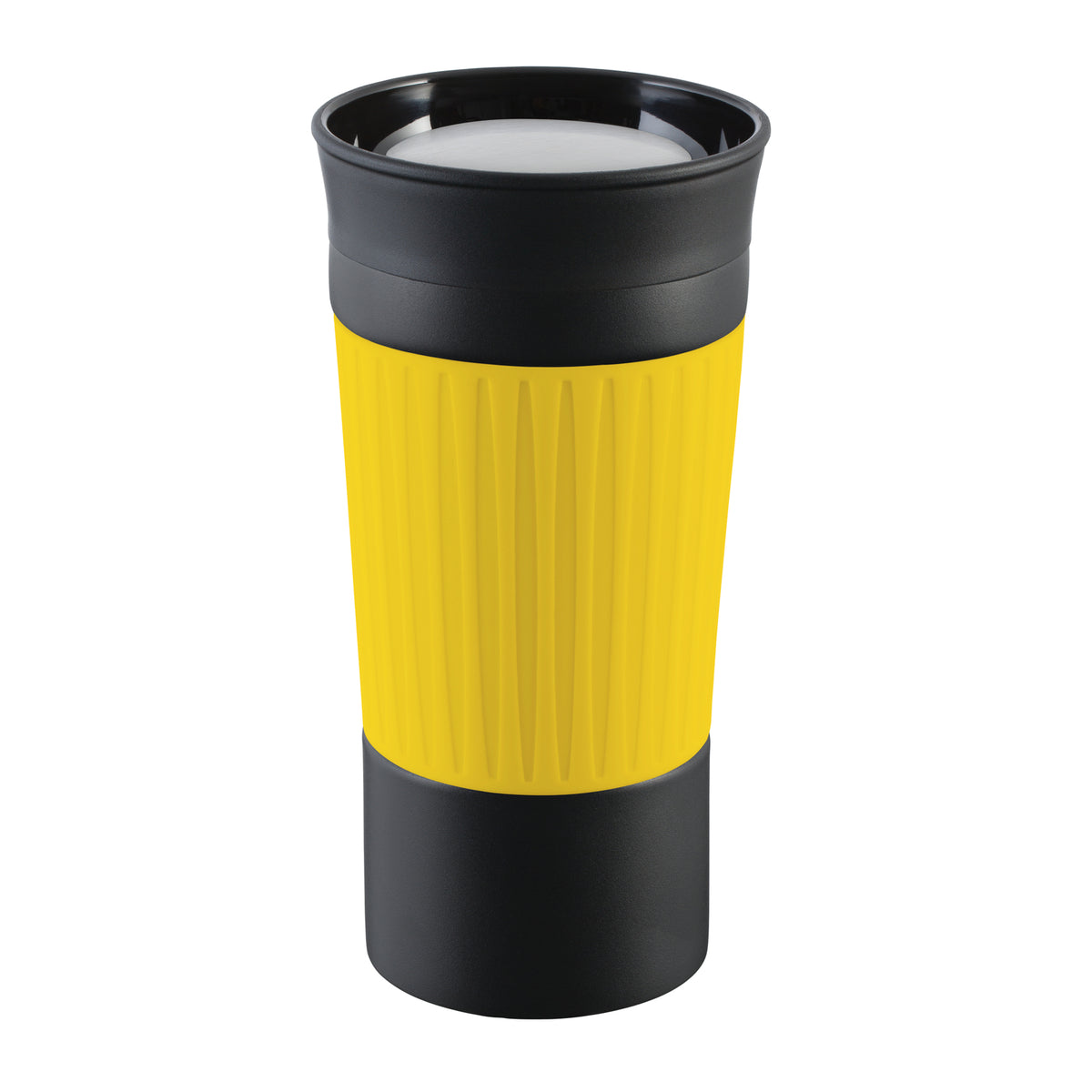 Becher: schwarz, Hülle: gelb