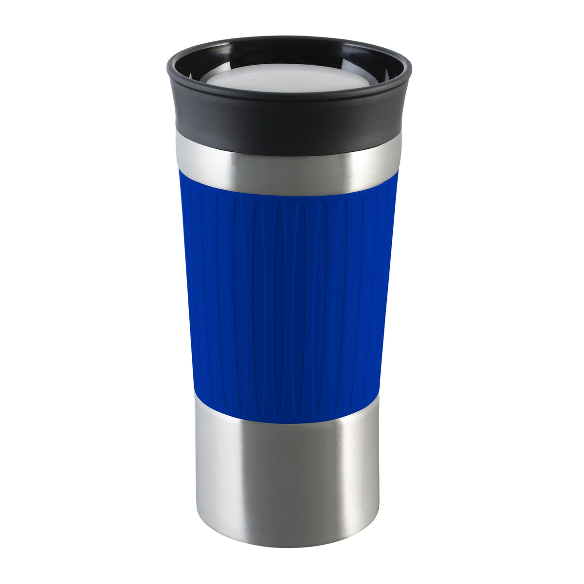 Becher: silber, Hülle: blau