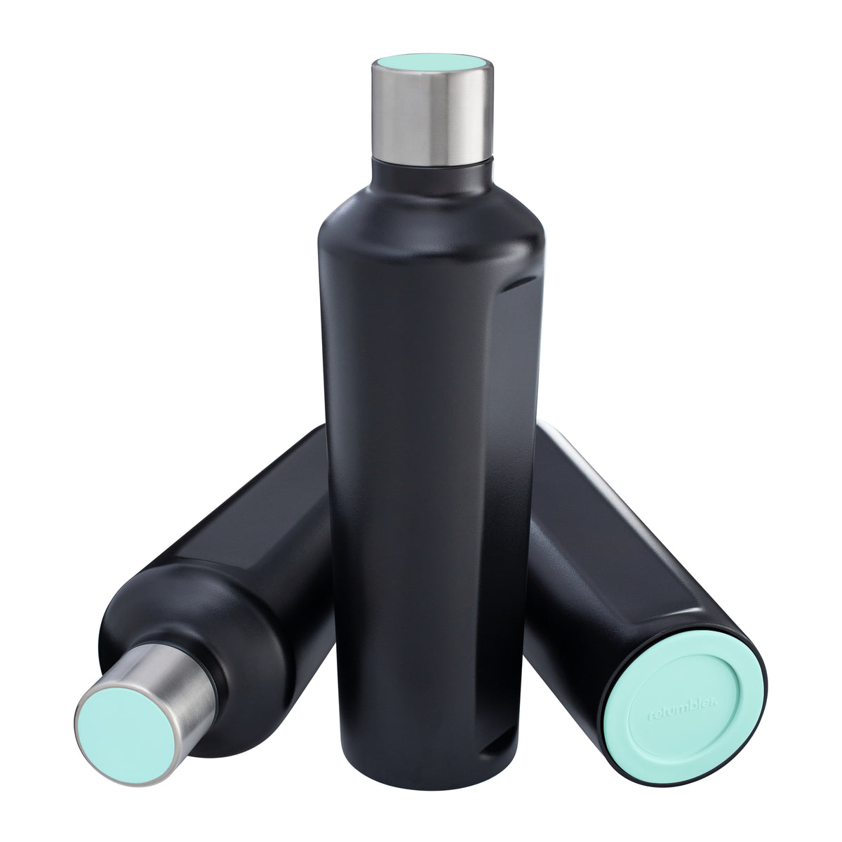 Flasche: schwarz, Deckel: mint, Boden: mint