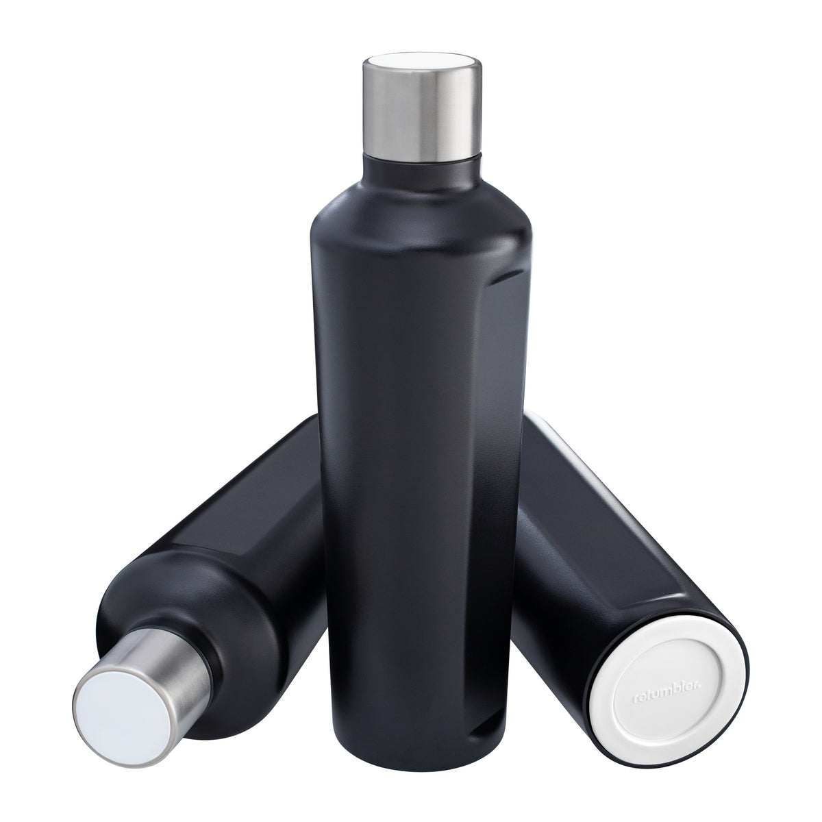 Flasche: schwarz, Deckel: weiß, Boden: weiß