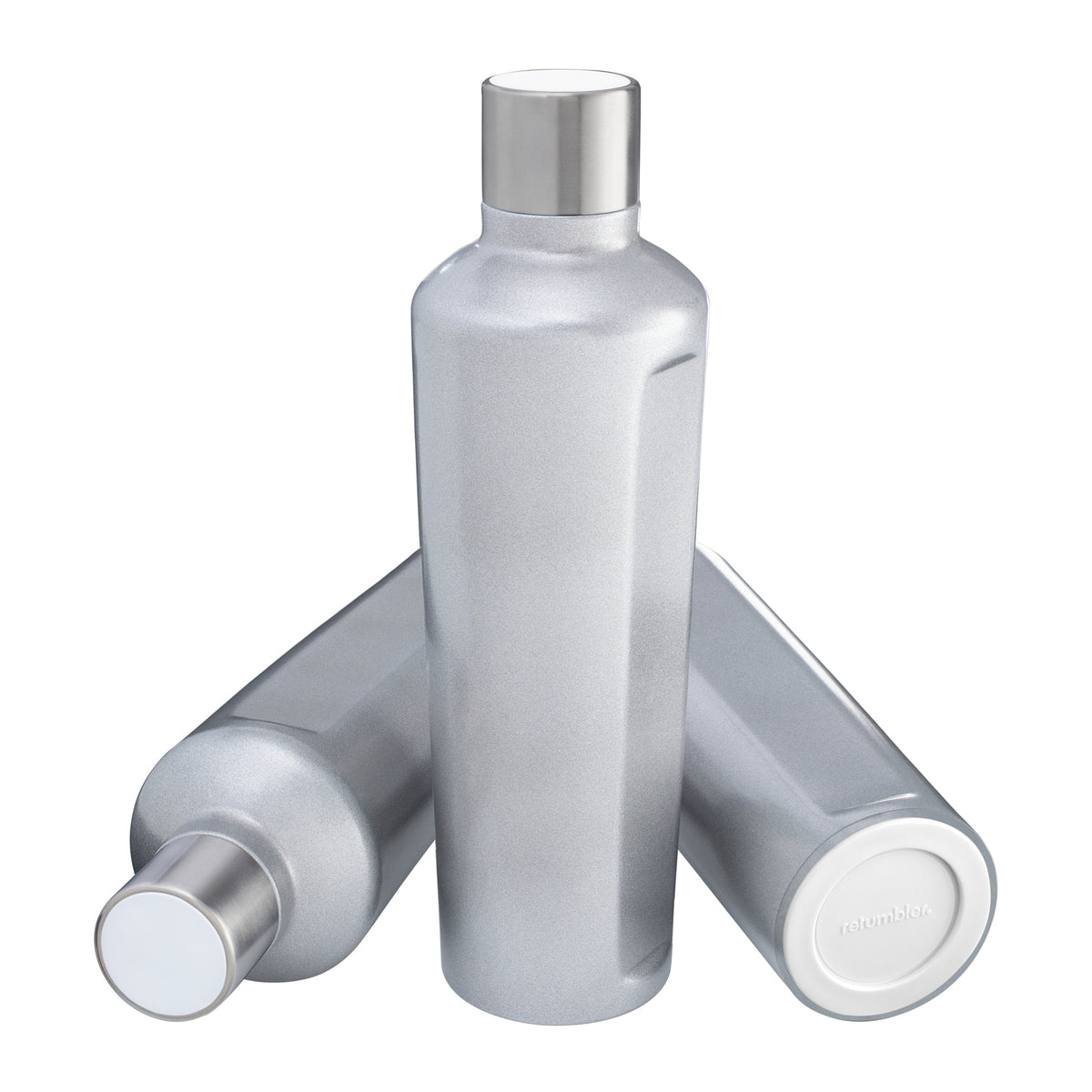 Flasche: silber, Deckel: weiß, Boden: weiß