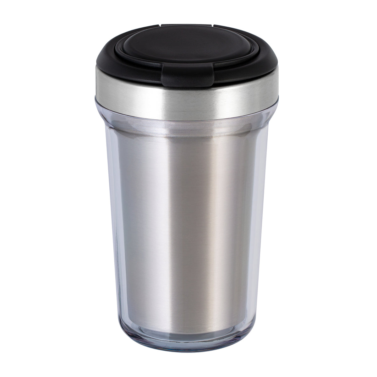 Innenbecher: silber, Deckel: schwarz, Tasse: transparent