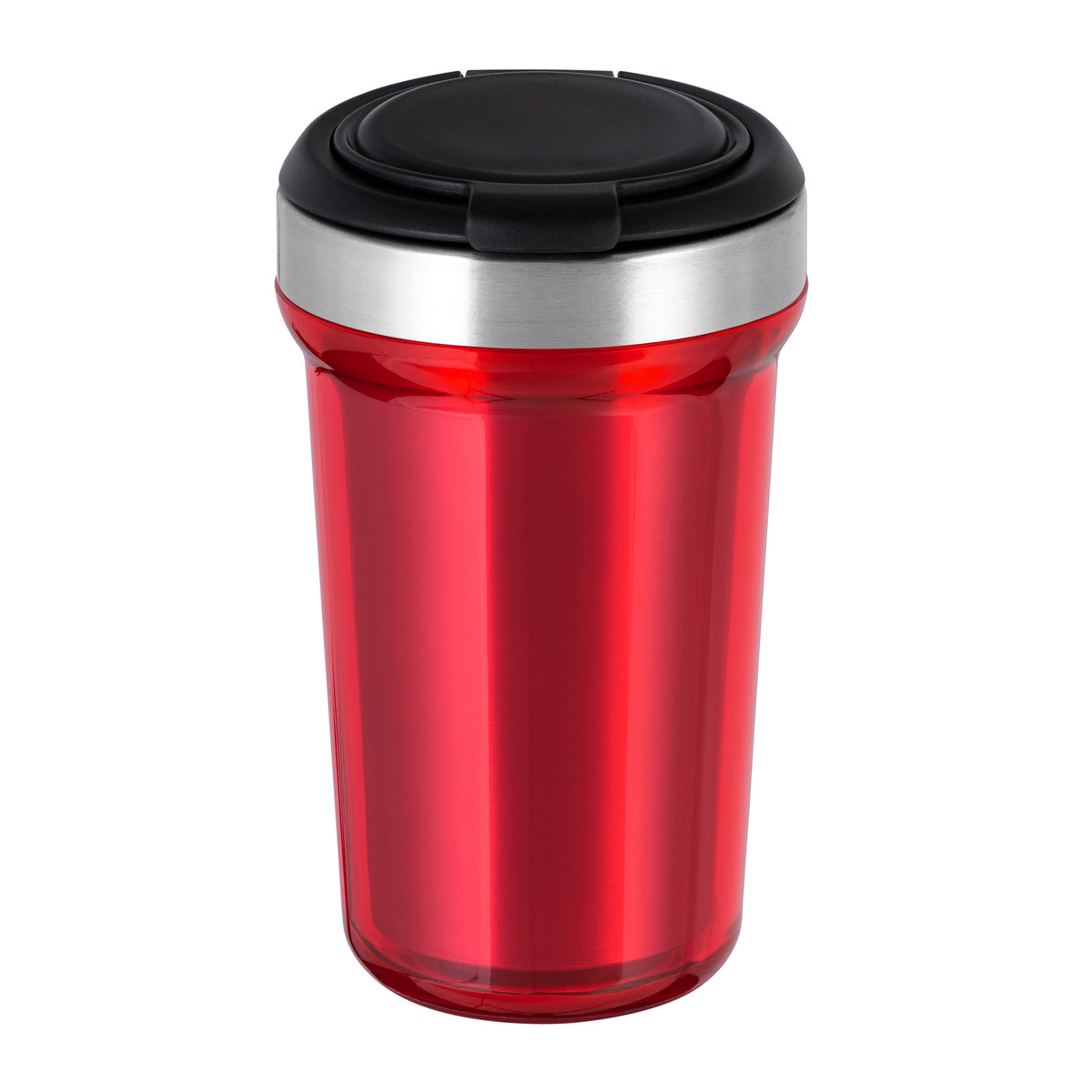 Innenbecher: silber, Deckel: schwarz, Tasse: rot