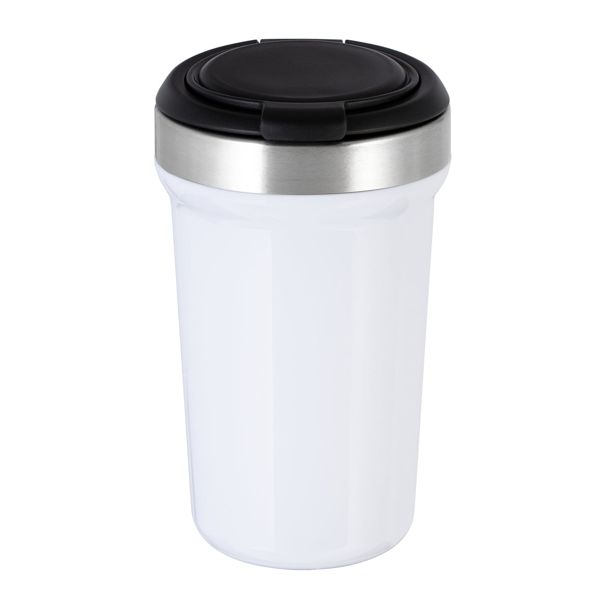 Innenbecher: silber, Deckel: schwarz, Tasse: weiß