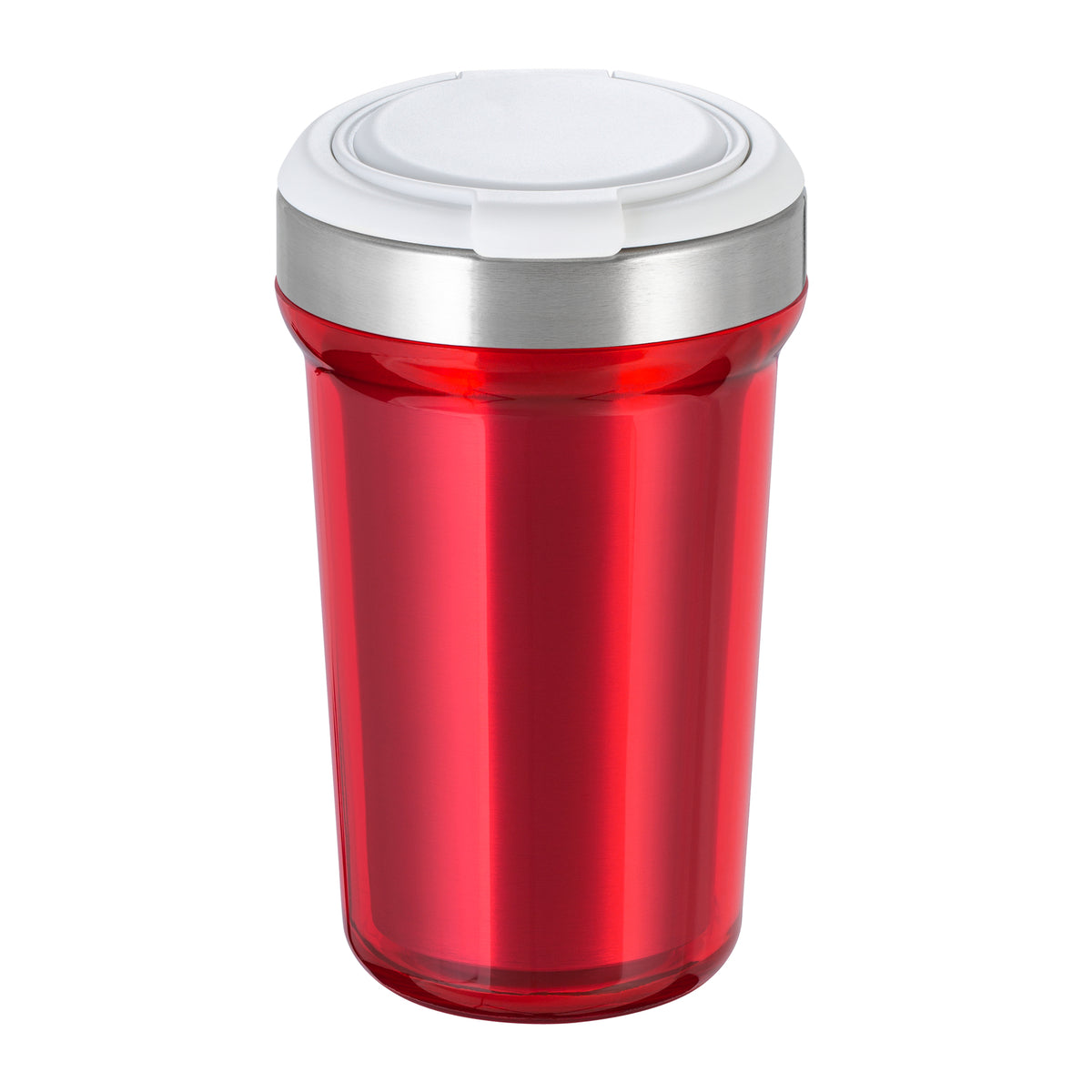 Innenbecher: silber, Deckel: weiß, Tasse: rot