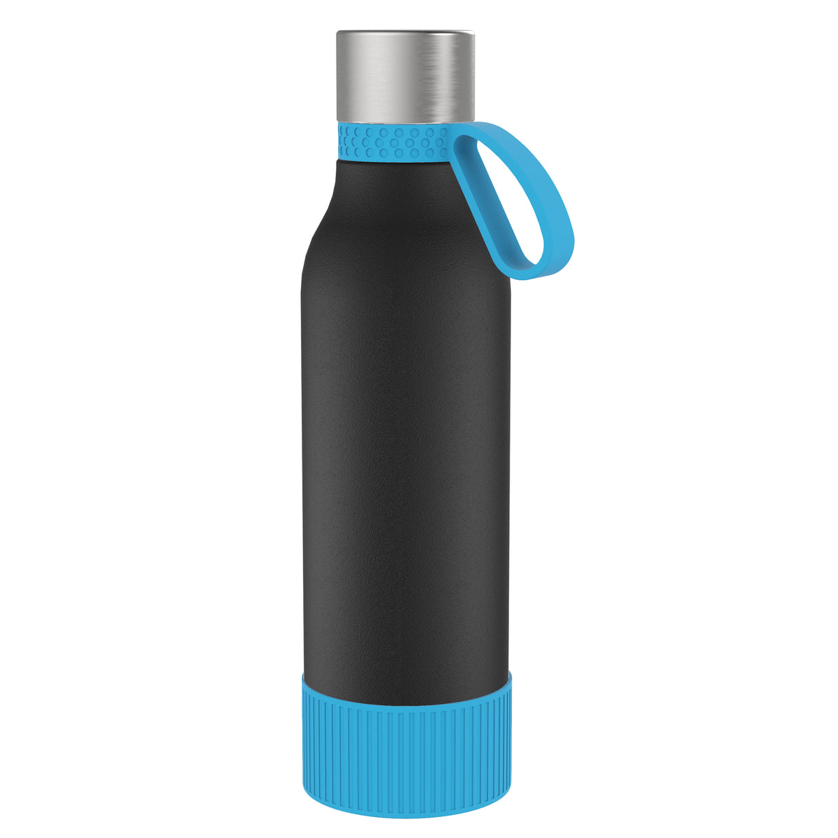Flasche: schwarz, Ring: cyan, Hülle: cyan