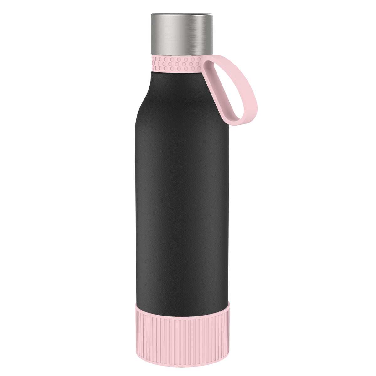 Flasche: schwarz, Ring: hellmagenta, Hülle: hellmagenta