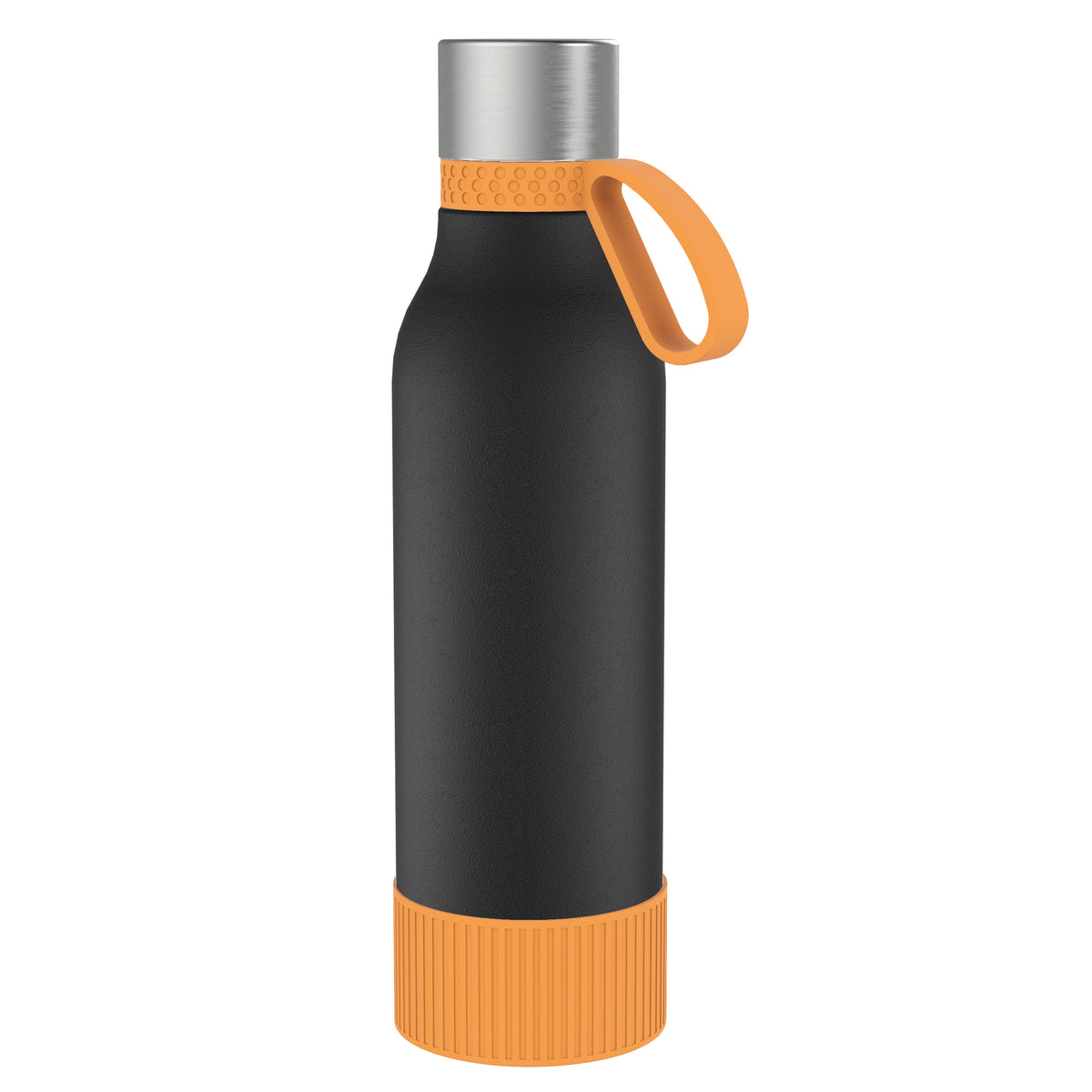 Flasche: schwarz, Ring: orange, Hülle: orange