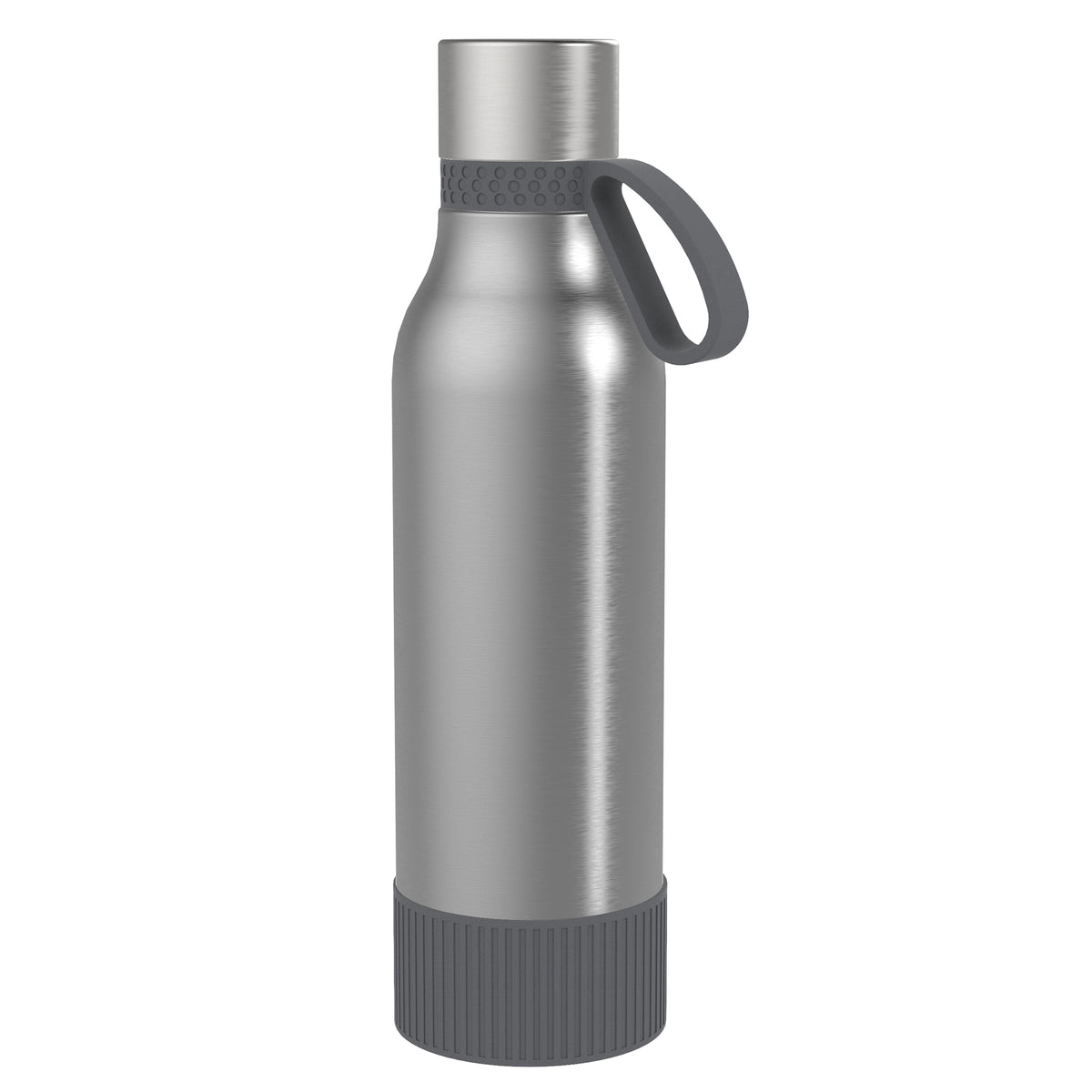 Flasche: silber, Ring: dunkelgrau, Hülle: dunkelgrau