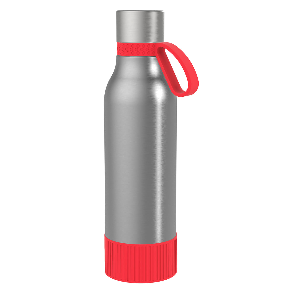 Flasche: silber, Ring: rot, Hülle: rot