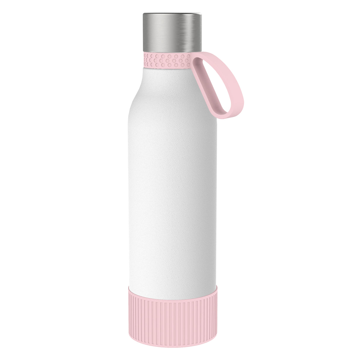 Flasche: weiß, Ring: hellmagenta, Hülle: hellmagenta