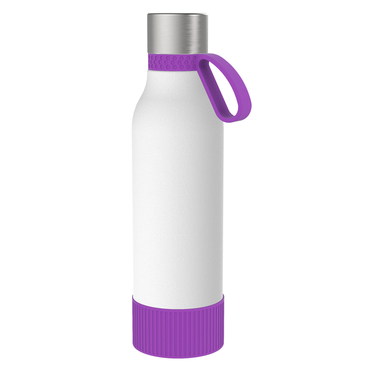 Flasche: weiß, Ring: lila, Hülle: lila