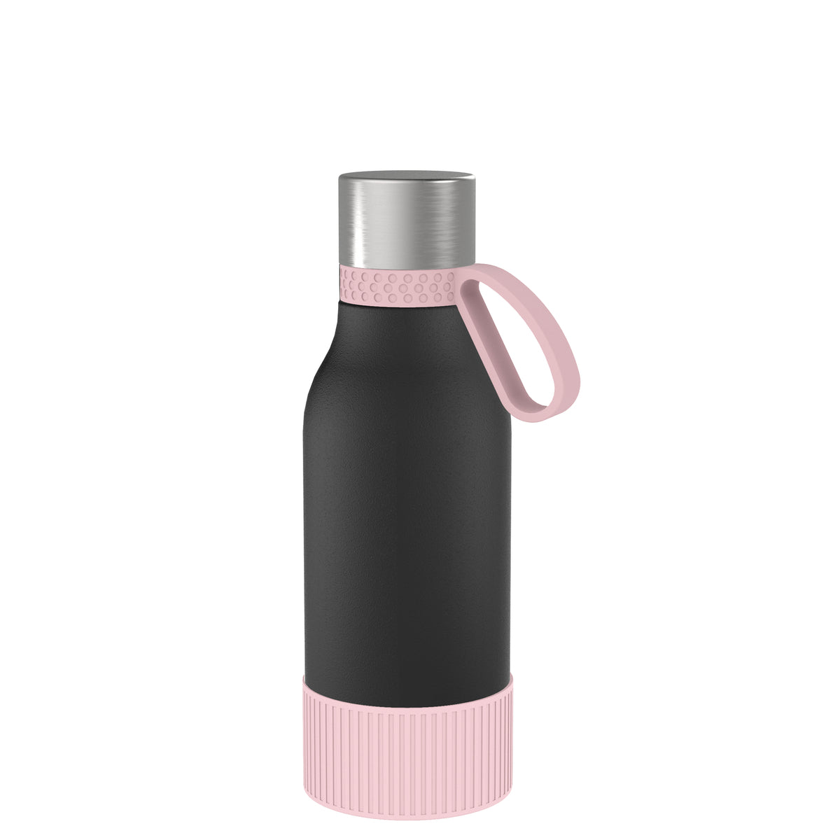 Flasche: schwarz, Ring: hellmagenta, Hülle: hellmagenta