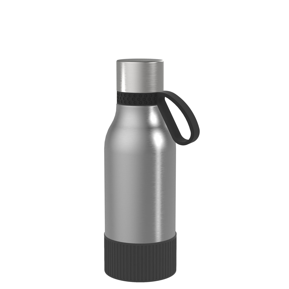 Flasche: silber, Ring: schwarz, Hülle: schwarz