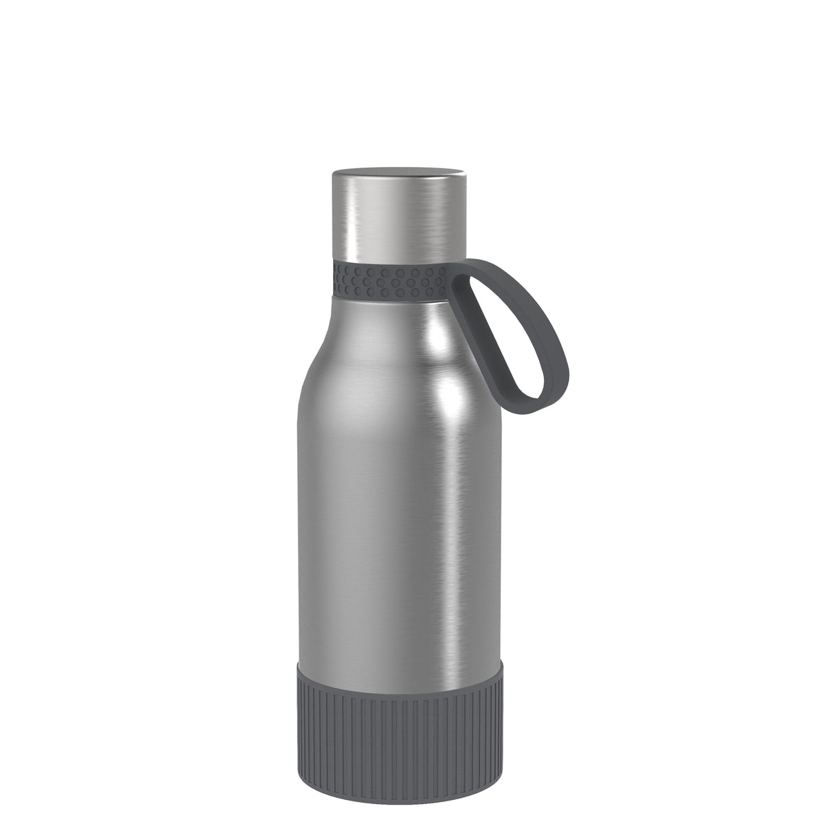Flasche: silber, Ring: dunkelgrau, Hülle: dunkelgrau